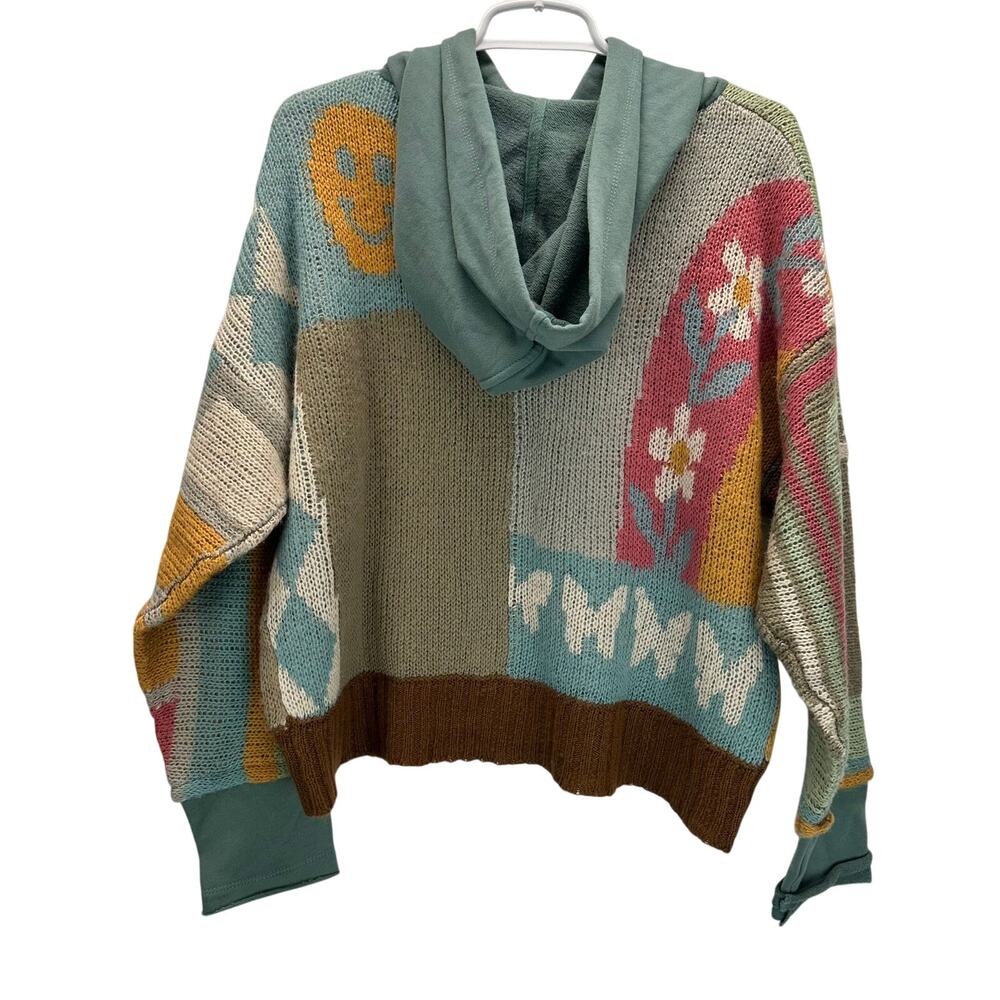 Natural Life Dreamer Jacquard Hooded Sweater Floral Butterfly S/M - Picture 3 of 8